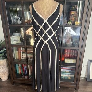 Adriana Papel Evening, Silk Chiffon Black and Cream Dress, size 10p